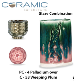 Palladium PC-04 over Weeping Plum C-53 Pottery Cone 5 Glaze Combination Palladium PC-04 over Weeping Plum C-53 Pottery Cone 5 Glaze Combination
